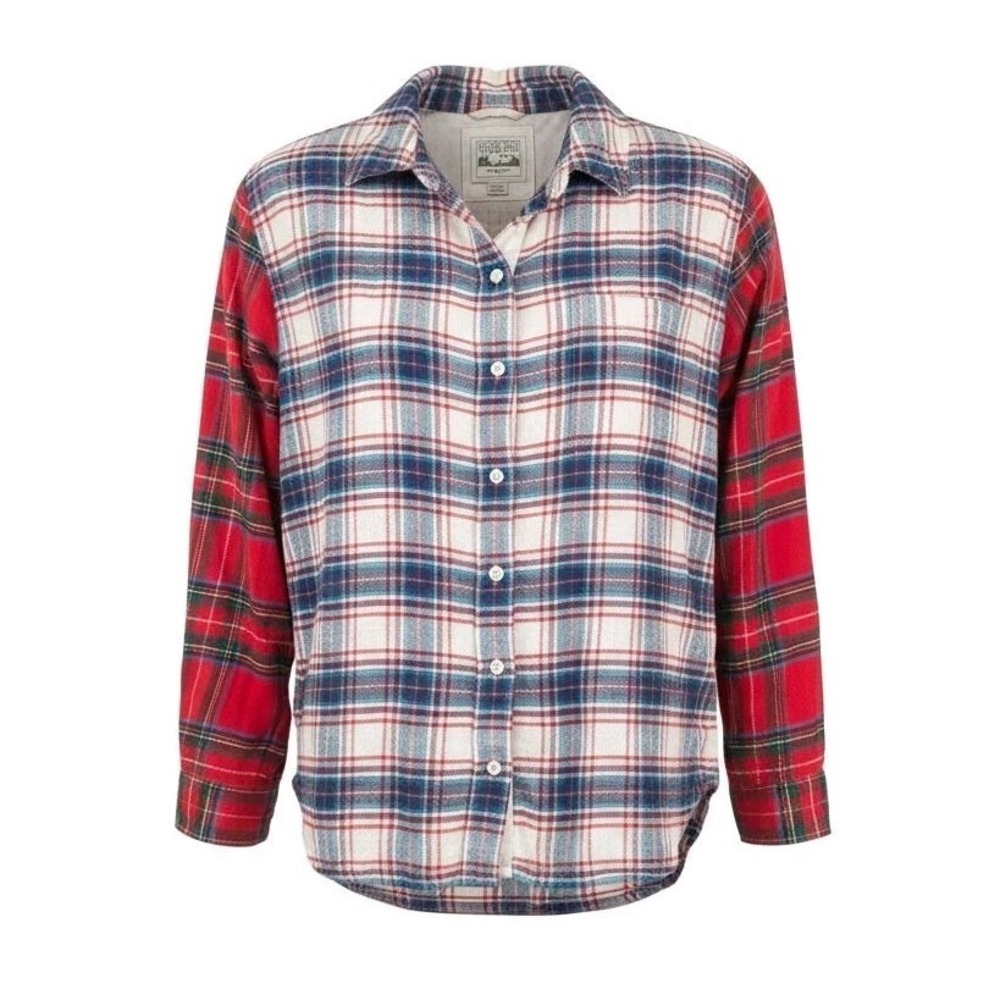 American Eagle Multicolor Plaid Patchwork Boyfriend Fit Small Flannel‎ Shirt